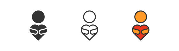 Love yourself icon on light background. Self care symbol. Valentine's day, heart, hugs, healthcare, mental health. Outline, flat and colored style. Flat design. Love yourself icon on light background. Self care symbol. Valentine's day, heart, hugs, healthcare, mental health. Outline, flat and colored style. Flat design. Vector illustration keep calm and stock illustrations