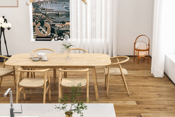 istock Scandinavian Domestic Dining Room Interior. 3d Rendering 1488420743