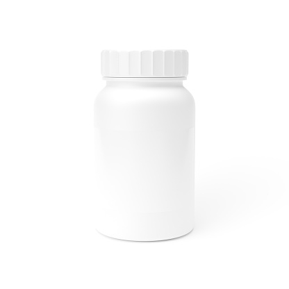 This is a 3D rendered illustration of a supliment pills bottle