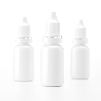 This is a 3D rendered illustration of a cosmetic dropper bottle mockup