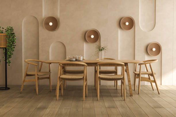 istock Scandinavian Domestic Dining Room Interior. 3d Rendering 1488422840