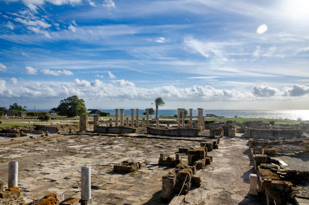 Baelo Claudia is an ancient Roman city, located near the city of Tarifa, Spain. The ruins of the ancient city are located by the sea Baelo Claudia is an ancient Roman city, located near the city of Tarifa, Spain. The ruins of the ancient city are located by the sea tarifa stock pictures, royalty-free photos & images