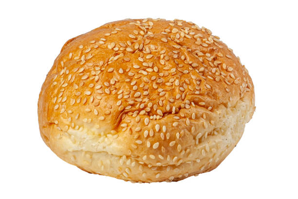 Arrangement of Three Burger Sesame Seed Buns isolated on white background