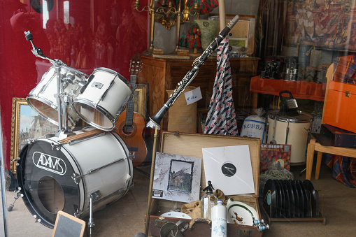 Tongeren. Limburg - Belgium 13-02-2022. Sale of old musical instruments at the flea market