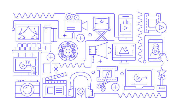istock Video Production Related Line Banner Design. Filming, Director, YouTuber, Broadcasting. 1488432592