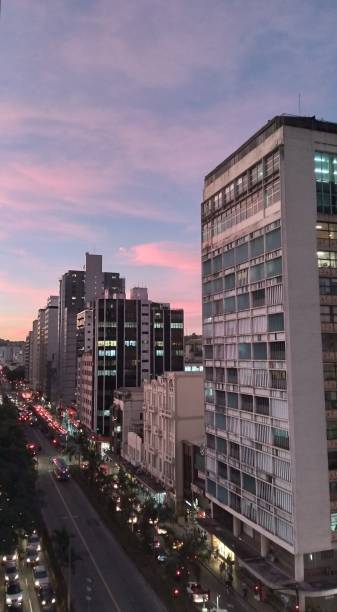 Sunset on an autumn day at Rio Branco Avenue
