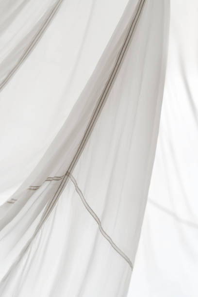 istock Segment of folded white parachute fabric closeup. 1488435287