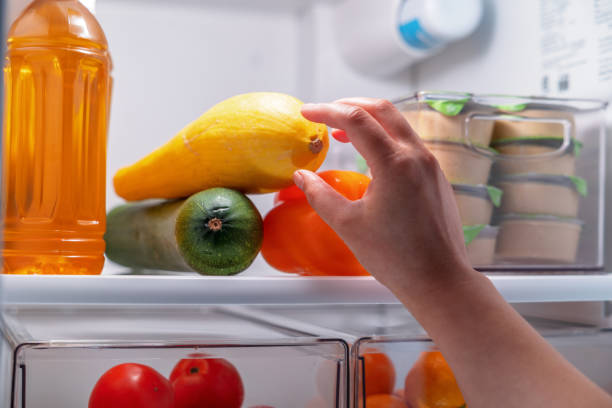istock Open fridge of food items 1488444982