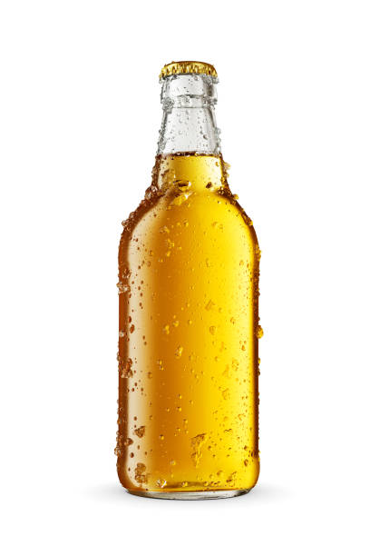 istock Cold beer in a clear transparent bottle isolated on white background. 1488446373