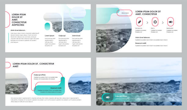 Presentation template, Slide with infographic elements Presentation template, Slide with infographic elements. Vector slide template for business project presentations and marketing. wild posting ad stock illustrations