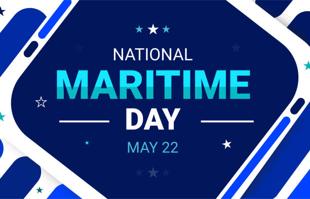 National maritime day wallpaper with typography and blue color backdrop. Patriotic concept background National maritime day wallpaper with typography and blue color backdrop. Patriotic concept anchor free pic stock illustrations