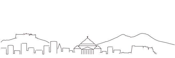 неаполь темная линия простой минималистичный горизонт с белым фоном - napoli stock illustrations