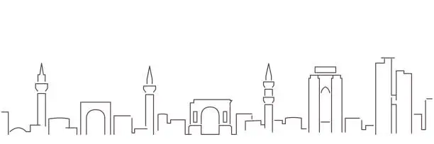 Vector illustration of Tripoli Dark Line Simple Minimalist Skyline With White Background