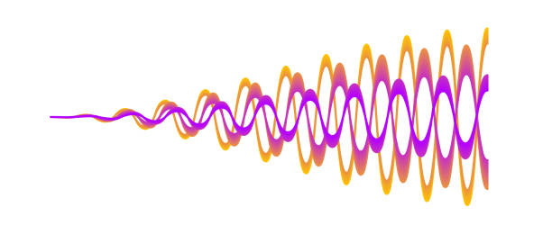 istock Overlapping sound waves or signals. Three purple orange gradient sinusoid lines. Voice or music audio design element for flyer, poster, banner. Radio signal graphic samples. Vector 1488454402