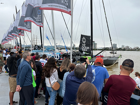 Itajaí, Santa Catarina - Brazil - April 21, 2023: Image with the visitors at the Race Village at the 14th edition, returning to Itajaí for the fourth consecutive time hosting the fleet and making the 2022-2023 stopover at the end of the mammoth third leg from Cape Town