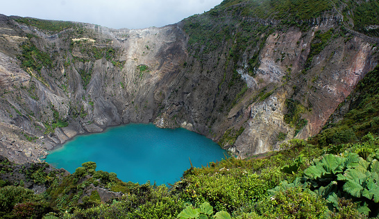 Lake with green waters in the crater\nIrazu Volcano, Costa Rica