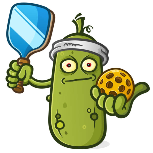 ilustrações, clipart, desenhos animados e ícones de creepy zombie pickleball cartoon mascote glaring - tennis court tennis ball table tennis
