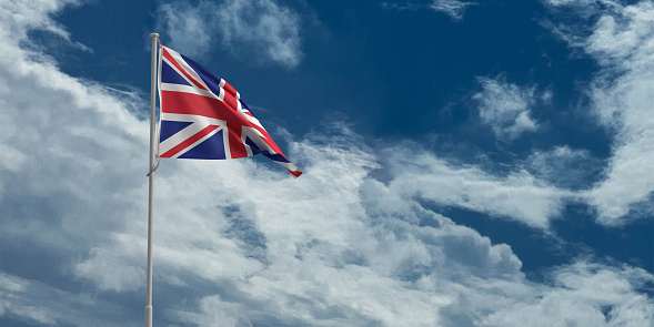 england uk united kingdom royal english king queen jack london jubilee happy birthday queens flag blue sky cloudy background copy space luxury ceremony national country britain union anniversary