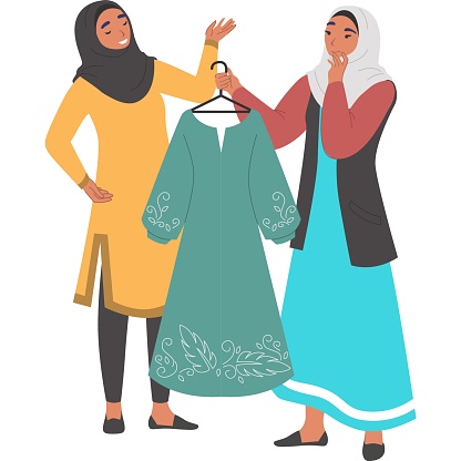 Muslim woman clothing shopping vector icon isolated on white background
