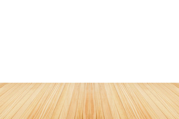 istock Empty wooden table top isolated on white background for product display montage 1488477010
