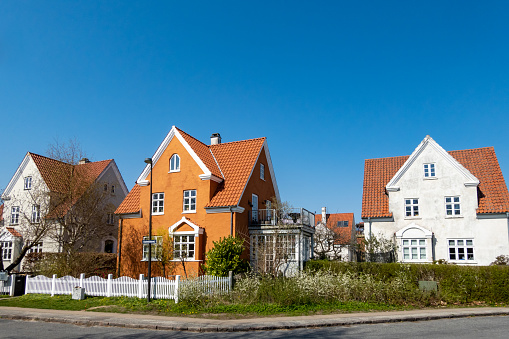 Copenhagen, Denmark Residential houses in the Brondy suburb.