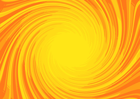 Orange and yellow abstract striped swirling lines halftone vector pattern background