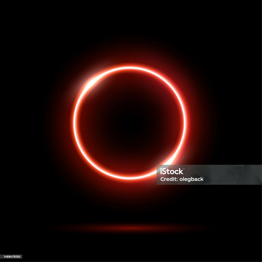 Red Led Circ Glowing Neon Red Circle Isolated On Black Background Round Electric ...