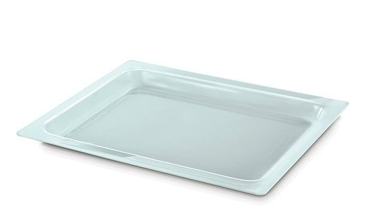 Glass tray on white background with clipping path