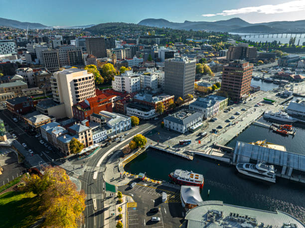istock Hobart waterfront port and CBD from the air 1488488674