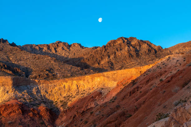 Red rock formations of the scenic desert landscape located in the Valley Of Fire State Park, Nevada, USA.