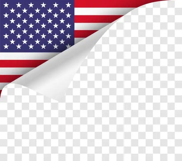Vector illustration of US flag page curl