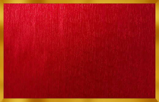 Red velvet background in gold frame for background