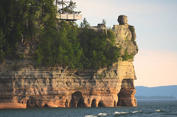 Lake View of Miners Castle at Pictured Rocks National Lakeshore stock photo