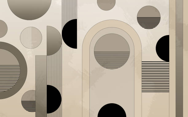 istock 3d modern geometric mural wallpaper. Golden beige lines in a light background. for interior wall home decor 1488497254