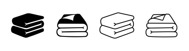 stockillustraties, clipart, cartoons en iconen met blanket icon set of 4, design element suitable for websites, print design or app - deken