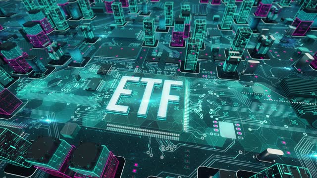 ETF with digital technology hitech concept