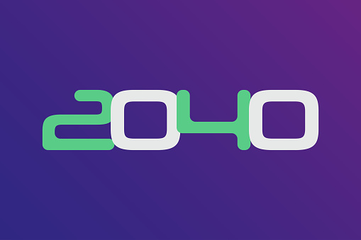2040 Draw Year 2040 Numeric Typography Text Vector Design On Gradient Color ...
