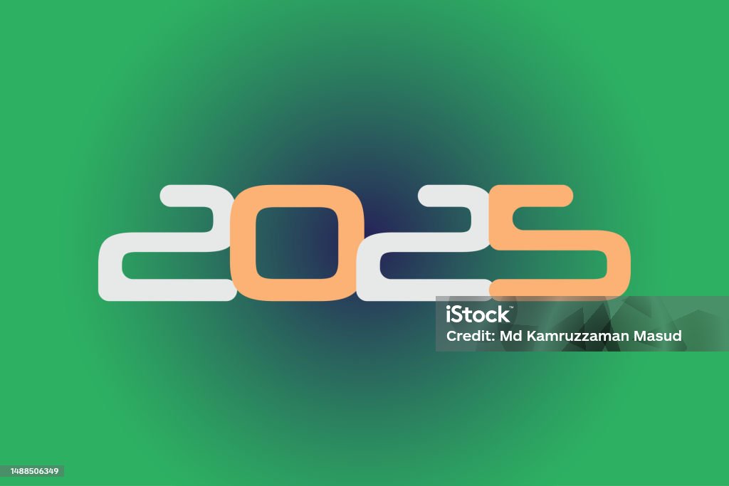 Year 2025 Numeric Typography Text Vector Design On Gradient Color Calendar 2025 Logo
