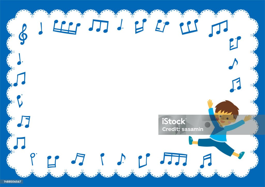 Blue Frame Notes Musical Note Frame Stock Illustration - Download Image Now - Blank ...