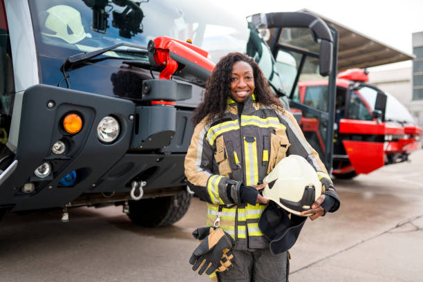 istock Black Female Airport Firefighter Looking At Camera 1488506952