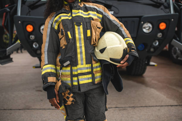 istock Female Full Combat Fire Fighter Equipment 1488506986