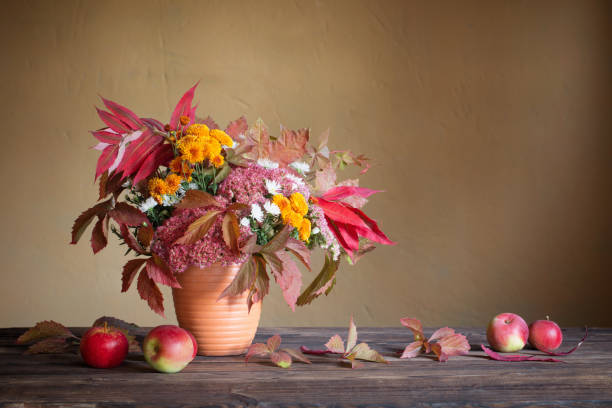 istock beautiful autumnal composition on wooden table 1488507532