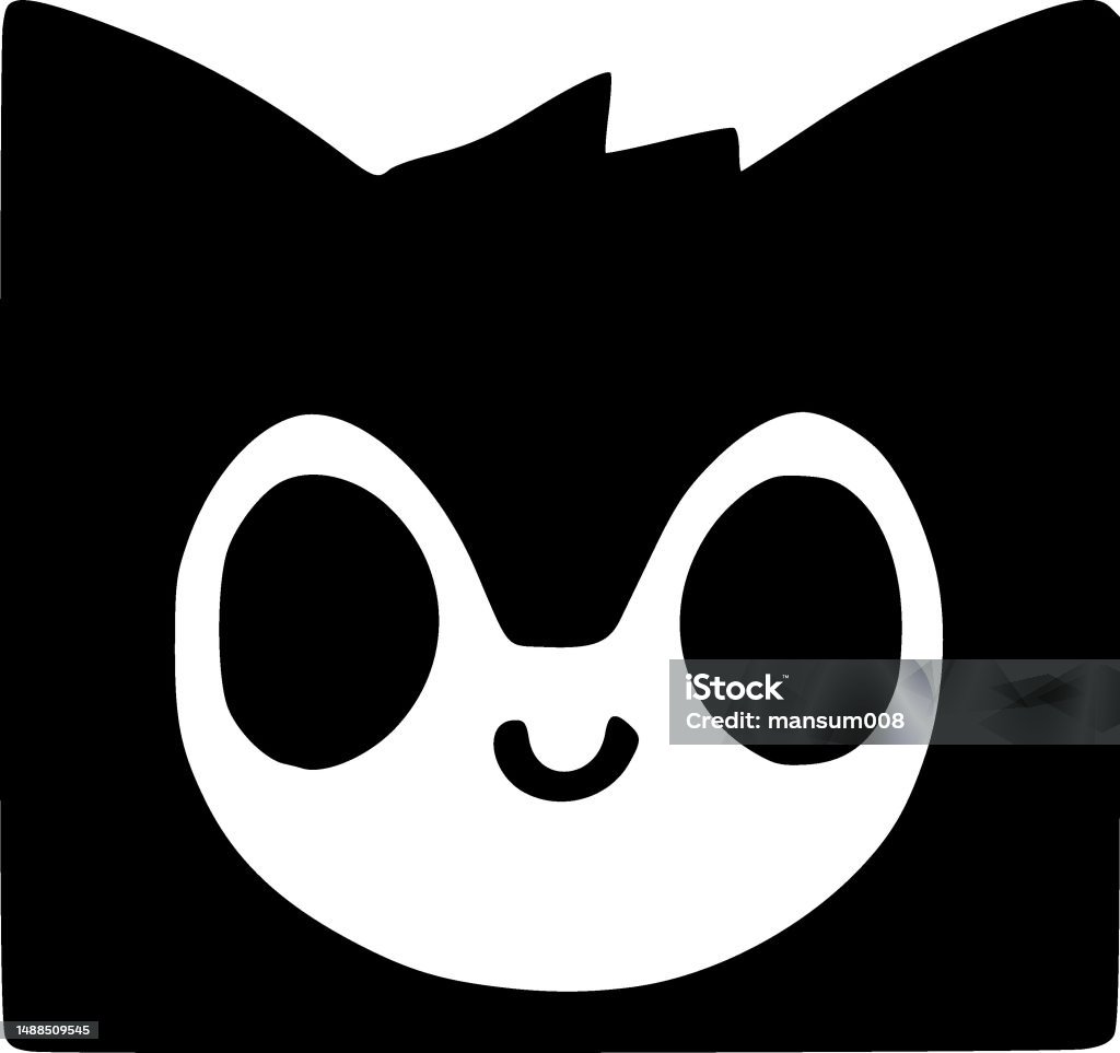 Ilustrasi Hitam Putih Dengan Kucing Lucu Desain Untuk Poster Atau Cetak