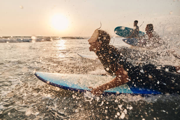 istock Surfing in sea at sunset! 1488514253