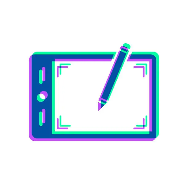 Vector illustration of Graphic tablet. Icon with two color overlay on white background