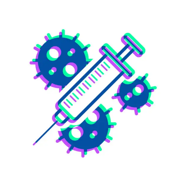 Vector illustration of Coronavirus Covid-19 vaccine. Icon with two color overlay on white background