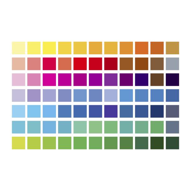 Color Palette. Color Chart. Print Test Page. Color Codes. RGB, HEX HTML, CMYK. Vector color Abstract Colored Palette Guide. Modern pallete of flat design. An example of a color palette. Forecast of the future color trend. Neutral color. Vector graphics. matrix color chart stock illustrations