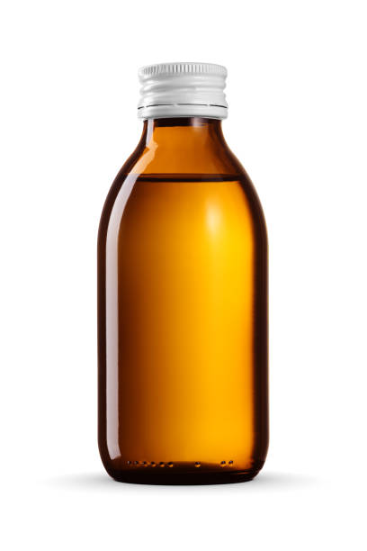 istock Blank amber pharmaceutical medical bottle with white cap isolated on white background. 1488518089