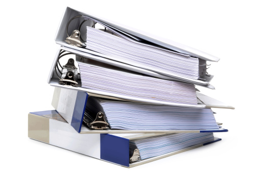 file folder and Stack of business report paper file  on desk in office, business concept.