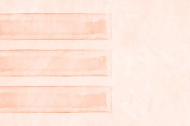 Vector illustration of Banner template on Horizontal empty blank stone washed textured artistic retro grunge beige smudged background with three bands or stripes at the left edge like lower third